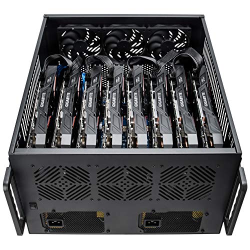 Rosewill 8 GPU Mining Case Frame - Mine Cryptocurrency Bitcoin (BTC)/Ethereum (ETH/ETC)/Zcash/Monero & More Altcoins, Dual PSU Miner Rig, Max Airflow for Extended GPU Life