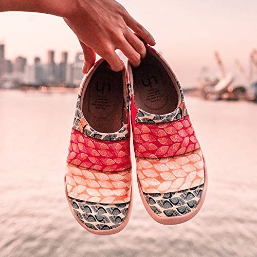 UIN Women's Walking Travel Shoes Slip On Canvas Casual Loafers Lightweight Art Painted Flats Comfort Fashion Sneaker Bodhi Leaf (7)