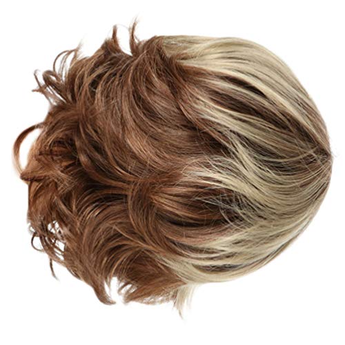 PIXNOR Peruca de Cabelo Curto Em Camadas Shaggy Ondulado Perucas Com Franja de Alta Temperatura Peru