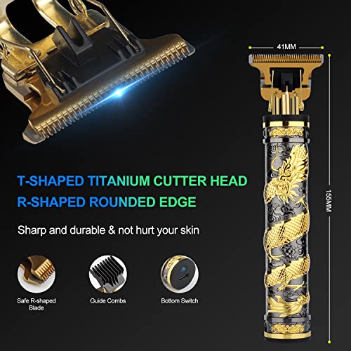 Hiena Pro Professional Mens Hair Clippers Zero Gapped Cordless Hair Trimmer Professional Haircut For Men Rechargeable (Black+Gold) #TOP1