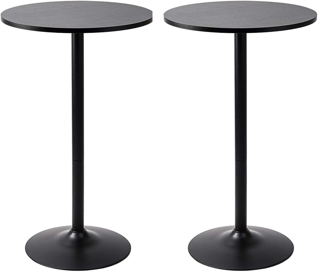 Pearington Santina 2 Pack Round Bar and Pub Table, Black