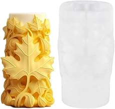 Candle Moulds, Pillar Silicone Candle Mold for Candle Making, Leaf Carved Shape Silicone Mould for Aromatherapy Candles Making, Soap Making, White