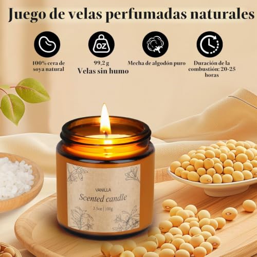 Miniatura 3 de Velas Perfumadas En Cristal, 4 Regalos Para Mujeres, Cera De Soja Natural Y Aceites Esenciales, Hasta 20 Horas De Combustión