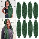 8 Packs Marley Twist Braiding Hair Pre-Stretched Springy Afro Twist Hair 24 Inch for Soft Locs Crochet Hair Synthetic Protective Spring Twist Hair Extensions For Black Women.(24inch, Green)