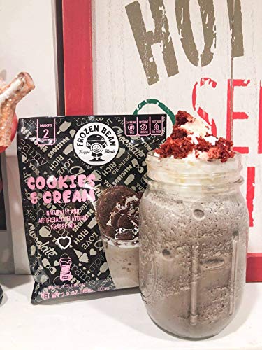 The Frozen Bean, Cookies & Cream Frappe Mix, Blended Drink, Milkshake Mix, Caffeine Free, Enjoy Hot Or Cold, Certified Kosher, Halal, 12 Packets, 2.8Oz Each #TOP3