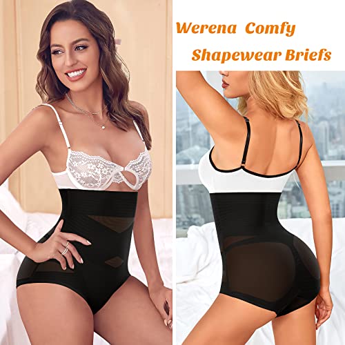 Image of Werena Tummy Control Shapewear Underwear for Women High Waisted Body Shaper Panties Shaping Briefs(#01 Black(X Cross),X-Large)