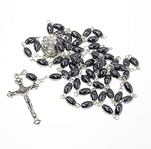 Onyx and Silver Rosary Holyland Rosary from Jerusalem 925 Sterling Silver Prayer Beads