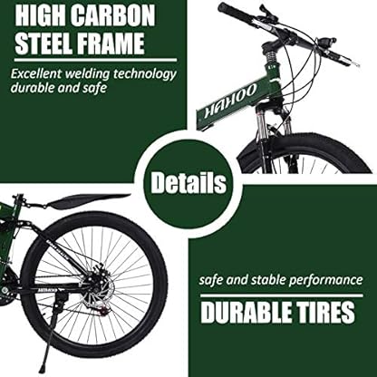 YQCXG Rennrad für Erwachsene, Mountainbikes, 26-Zoll-Falt-Mountainbike, 21-Gang-Mountainbike aus Karbonstahl für Erwachsene, vollgefedertes Outdoor-MTB mit Scheibenbremse – Bild 5