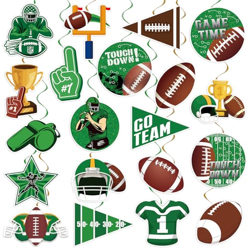 40Pcs Football Hanging Swirl Decorations, Football Ceiling Hanging Swirls Super Bowl Game Swirls Streamers for Sports Super Bowl Game Day Tailgate Party Decor Supplies