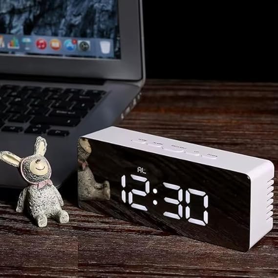 Image of SMARTRO Digital Alarm Clock Table Clock for Students, Heavy Sleepers, Bedroom, Office, Corporate | Mini Alarm Clock with Loud Sound, Automatic Sensor, Date & Temperature