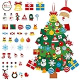 árboles de fieltro en el mercado. Los adornos están llenos de elementos clásicos navideños, como muñeco de nieve, copo de nieve, caramelos, campanas, calcetines, gorro navideño, bastón de caramelo, corona, cajas de regalos, etc., agregarán más encanto a tu decoración navideña.