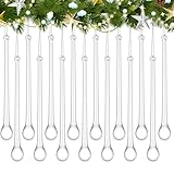 Ninehaoou 48 Pcs Glass Icicles Christmas Ornaments 4.72'' x 0.59'' Extra Long Clear Teardrop Christmas Chandelier Decorations Crystal Hanging Ornaments Glass Raindrops for Xmas Tree Decor Party