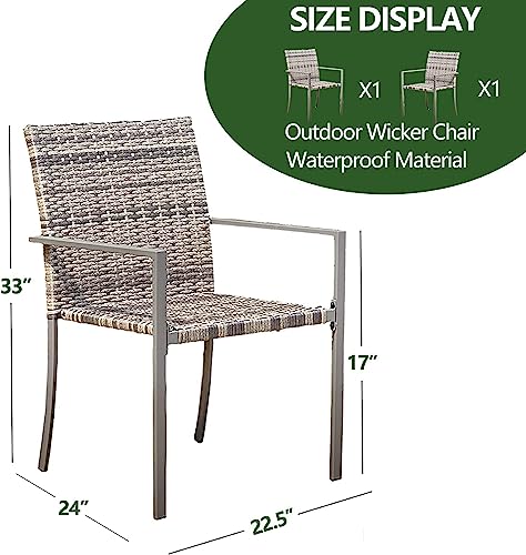 Mxfurhawa Patio Dining Chairs Set Of 2 Outdoor Quick Dry Outdoor Arm Chairs Pe Stackable Wicker Chairs For Lawn Backyard & Garden All-Weather Resistant, Grey #TOP5