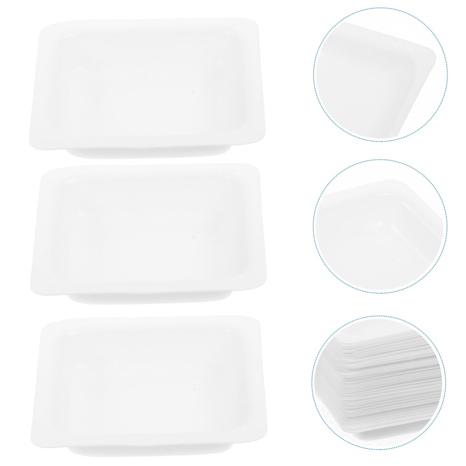 KICHOUSE 100pcs Weighing Dish Measuring Weigh Boat Weighing Tray Reusable Pans Square Weigh Boats Weighing Plates Weighing Pans Scale Tray Lab Dish Dry Powder Containers White Plastic