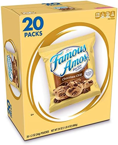 Famous Amos Cookies, Bite Size Chocolate Chip, Single Serve, 1.2 Ounce (Pack of 20)