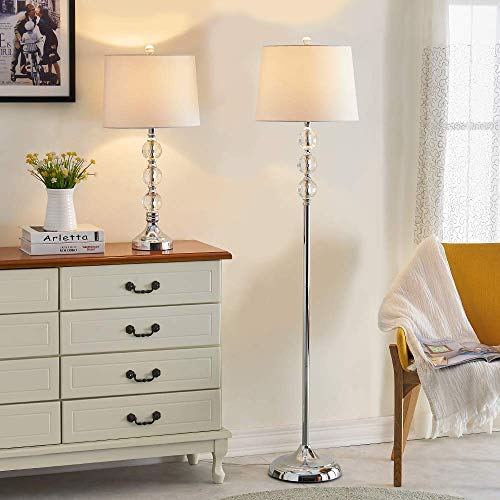 Maxax 3 Pack Lamp Set, Crystal Floor Lamp And Table Lamps Set For Home Living Room Bedroom, 3-Piece Lamp Set, Chrome Finish #TOP3