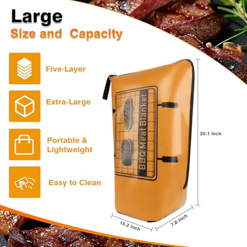 Image of BBQ Blanket for Resting Meat 20 Inch, Reusable Insulated Bag for Picnic Camping, Fits Large Brisket,Turkey, Ideal Gift for Men Dad Grill Masters BBQ Lovers Anniversary Birthday