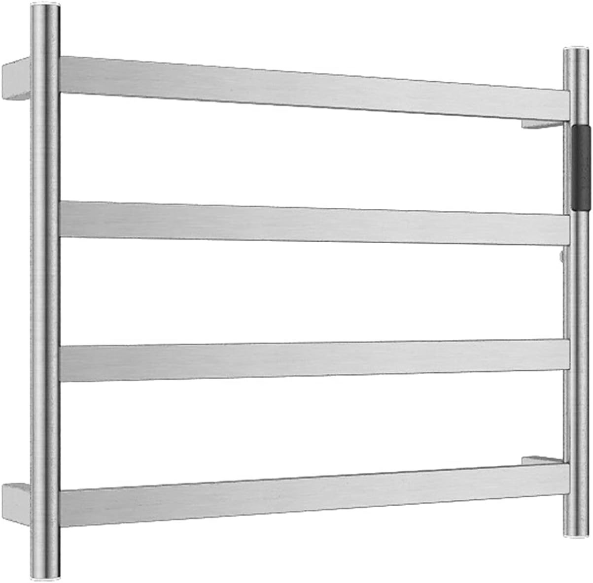 Towel Warmer 4 Bars Electric Heated Towel Rack 304 Stainless Steel Wall Mount Heated Towel Rail with Timer Control, Bathroom Radiator Drying Rack,Brushed Silver,Brushed Silver-Plug in