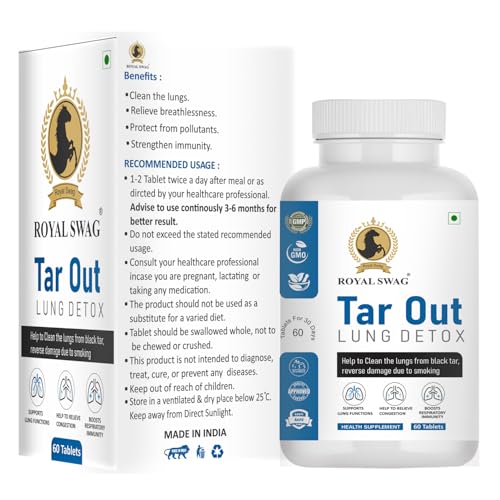 Image of Royal Swag Tar Our Lung Cleanse and Detox Tablets 60 Pcs Pack- Natural Respiratory Support Supplement Support Lung Health and Detoxification For Smokers & Non-Smokers