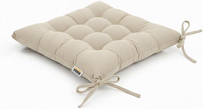 Haegs Chair Cushion, Silicone Fiber Filled with Punch Spot, Seating Cushion for Lace-up Kitchen Dining Chairs Office Chair Cushion, Soft Comfort Puff Cushion 42x42x6 cm - Beige