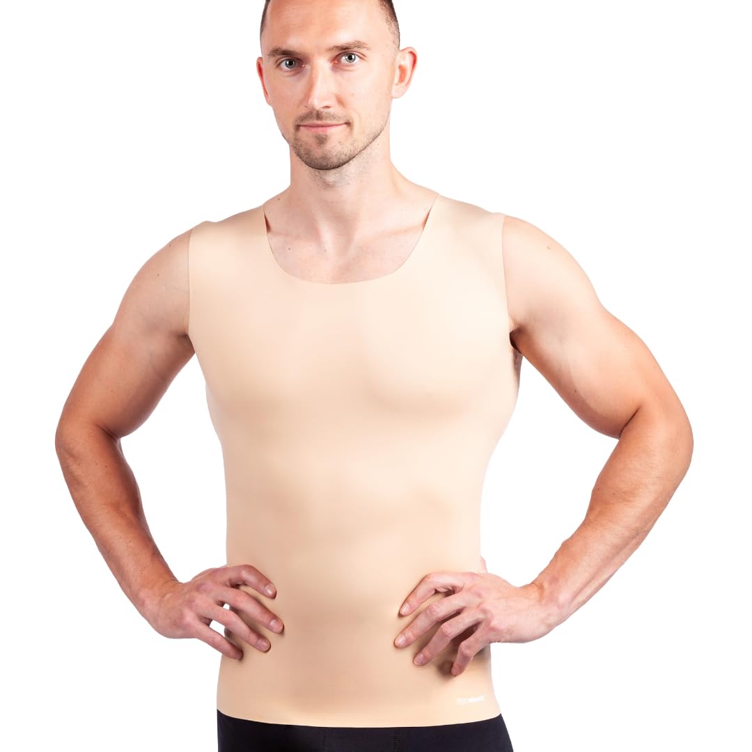 LIPOELASTIC Gilet Modellante Uomo Everyday Shape - Canottiera Contenitiva Invisibile con Bordi Taglio Laser Senza Cuciture, Scollo Rotondo Profondo, Inserti in Cotone sotto Le Ascelle