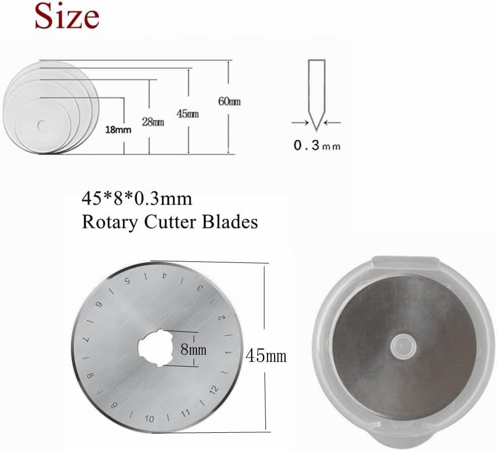 JOMOSART Rotary Cutter Blades Fits Olfa,Fiskars,DAFA,45mm/60mm Blades Rotary Cutter Replacement Blades for Quilting Scrapbooking Sewing Arts Crafts,Truecut Replacement for Quilting Fabric,Paper etc
