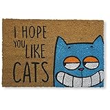  KOKO DOORMATS felpudos Entrada casa Originales, Fibra de Coco y PVC, Felpudo Exterior Hope You Like Cats, 40x60x1.5 cm  Alfombra Puerta Entrada casa Exterior  Felpudos Divertidos para Puerta