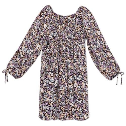 Speechless Girls' Long Sleeve Babydoll Square Neck Pleated Bodice Dress3