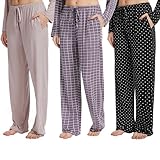 Suewon 3 Pack: Pajama Pants Women, 4-Way Stretch Soft Lounge Bottoms, Comfy Sleepwear with Pockets (Available in Plus Size) (Set B, Medium)