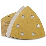 PMIQSA 60 Fogli Triangoli Abrasivi Delta, 93 X 93 X 93 Mm, 6 Fori Grana 120 Carta Vetrata Triangolare Per Levigare E Lucidare Levigatrice A Delta Fogli Abrasivi Carta
