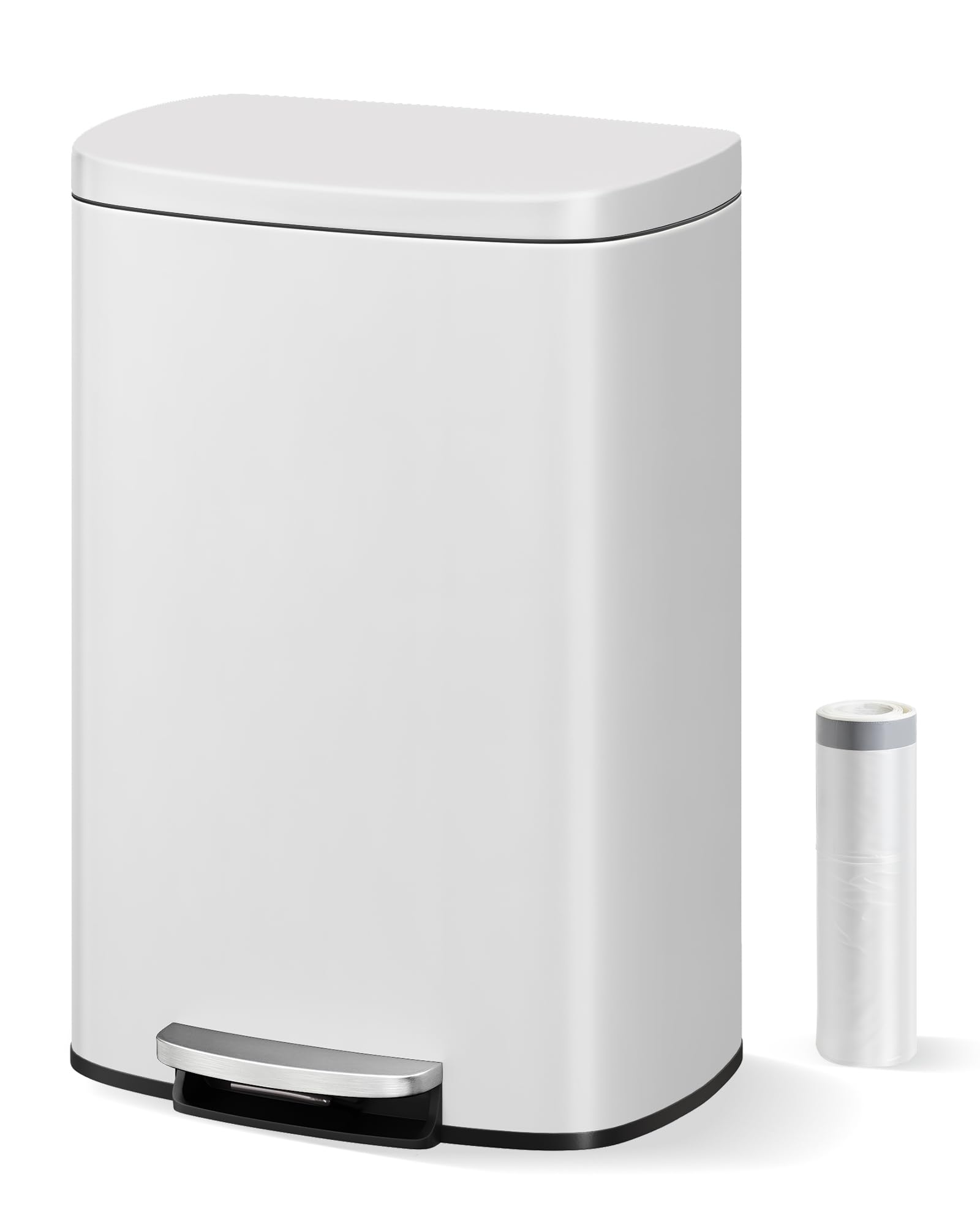 Poubelle cuisine 50 L blanc à pédale