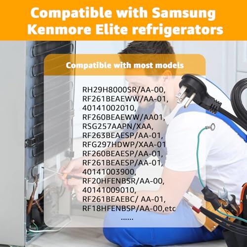 Image of Upgraded Refrigerator Power Cord 3903-001003 3903-000519 - Compatible with Samsung RH29H8000SR /AA-00, RF261BEAEWW /AA-01 etc - Replacement Fridge Cord for Models 3903-000786, 3903-001013, 3903-000796