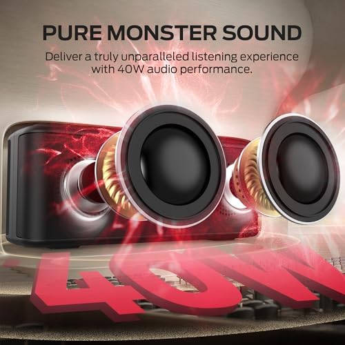 Monster Shock Plus Bluetooth Speaker, Portable Speaker with 40W Stereo Sound, 20H Playtime, Bluetooth 6.0, Support AUX, TF, Wireless Stereo Pairing, IPX6 Waterproof Speaker for Outdoor, Home, Travels - 1