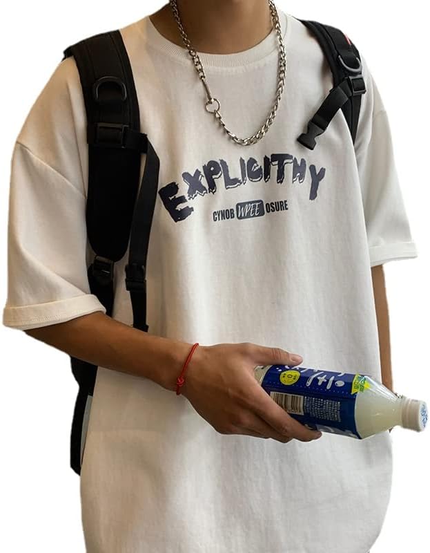 CYee Y2K - Camiseta punk de manga corta de gran tamaño para hombre, hip-hop, sudadera con estampado de letras, estilo grunge, Harajuku Streetwear