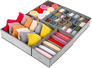 Criusia Drawer Organizer, 4 Set Foldable Underwear Drawer Organizer and Closet Dividers, Storage