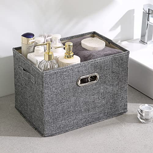 Image of Hokipo Multipurpose Storage Bins With Lid For Cupboard, Home And Office, Grey, Medium, Pack Of 1 (Ar4369-M) - Polyester