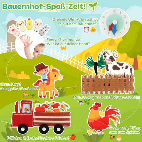 Kyteazr Busy Board ab 2 Jahr Montessori Spielzeug, Bauernhof Quiet Book für unterwegs, Geschenk für Mädchen & Jungen, unterhaltsames Kinderspielzeug zur frühkindlichen Förderung