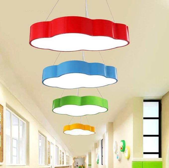 XGHW Plafondlamp eenvoudig Comic Wolk Hanging Lijn Verlichting Lamp Kleuterschool Kinderslaapkamer Studeerkamer Kroonluchter 52 cm Wit Licht Monochroom photo 3
