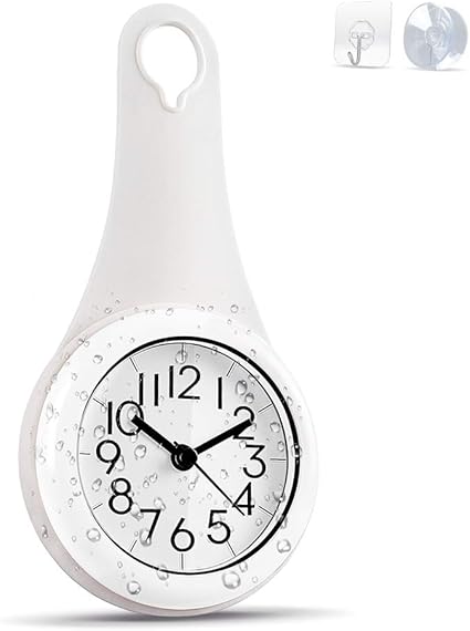 Amazon Co Jp Biramba バスルームの時計 キッチン 防水でサイレントな家庭用吸盤時計 壁に取り付けられたミニ壁掛け時計 防湿性と防湿性 折りたたみ式の柔らかいテープでカチカチという音がしない 白い ホーム キッチン