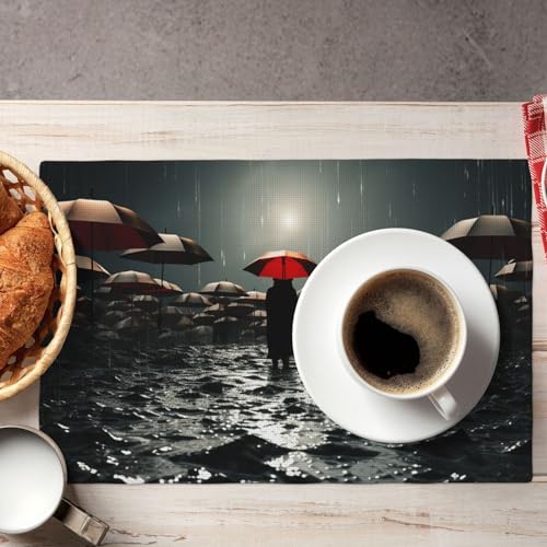 Sets de table en lin synthétique lavables pour table de cuisine x6 - 8