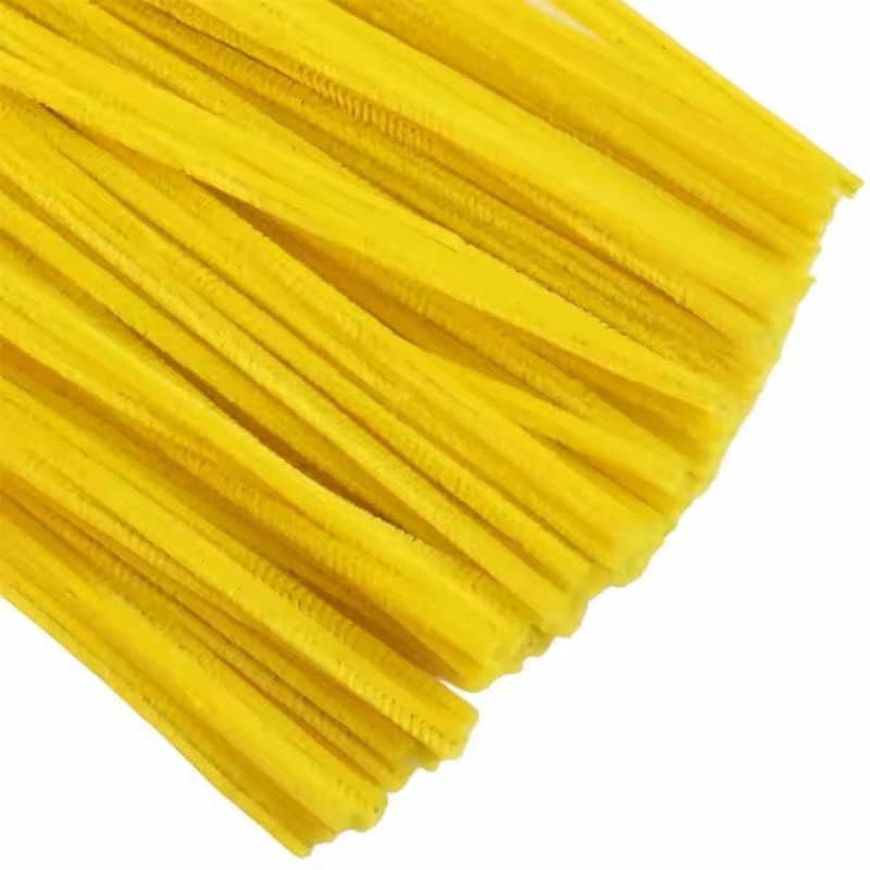 Image of 100Pcs Pipe Cleaners Craft Set | Chenille Stem Fuzzy Sticks DIY Craft Supplies for Art Projects Activities, Decorations, Flower Making, Modeling & Sculpting (Yellow)