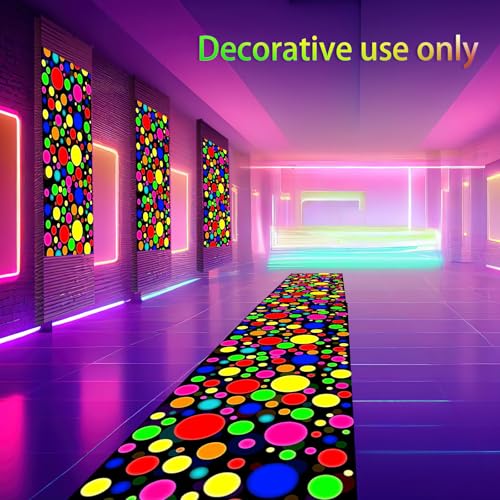 Tapete decorativo corredor neón fluorescente 118x39 pulgadas miniatura 6