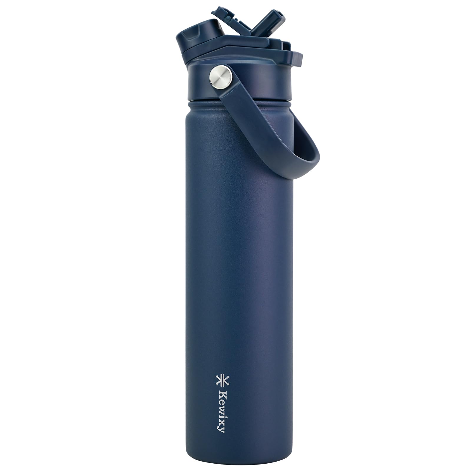 KEWIXY 750ml Insulated Water Bottle, 2-in-1 Lid, Straw & Spout with Protected, Leak Proof, Keep Cold, Stainless Steel, Metal, Reusable, Handle, for Outdoor, Gym and School, Denim Blue — image 1