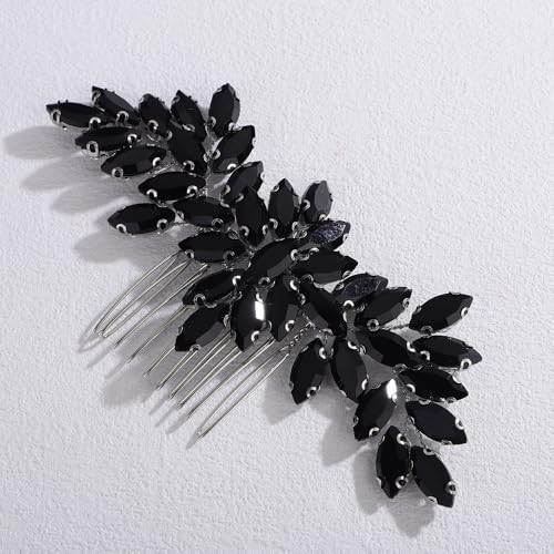 Peine para cabello con pedrería en forma de gota color negro miniatura 3