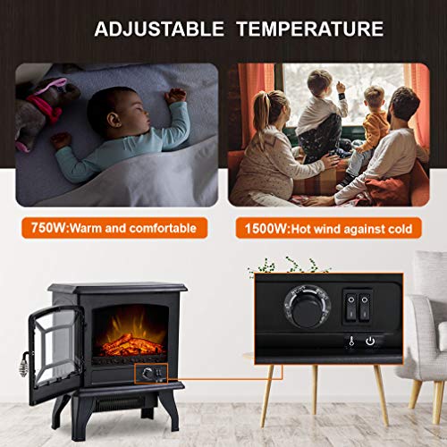 Paylesshere 20" H Electric Fireplace Heater,Electric Fireplace Adjustable Color Curve Glass Wall Mounted And Standing Fireplace Adjustable W/Remote #TOP4