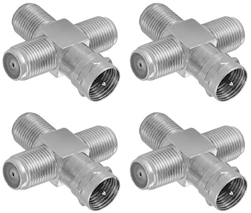 POPPSTAR - POPPSTAR 4x adaptateur répartiteur croisé(3x prise F vers 1x fiche F) séparateur d'antenne pour câble coaxial, câble d'antenne satellite et TV, argent