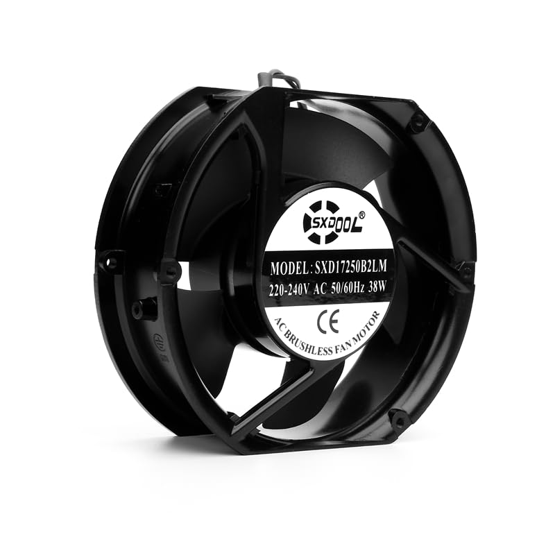 1 Ventola di Raffreddamento Industriale da 17 cm, 170 mm, CA 220 V, 240, Doppia Sfera, 38 W, 17251, per Case industriali