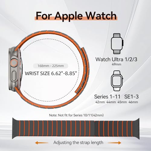 Image of X-it Magnetic Watch Band for Apple Watch Ultra 49mm, 46mm /45mm /44mm, Silicone Sport Strap with Strong Magnet for Men and Women, Compatible with Apple Watch Series 11 /10 /9 /8 /7 /6 /5 /4 /3 /2 /1 and SE