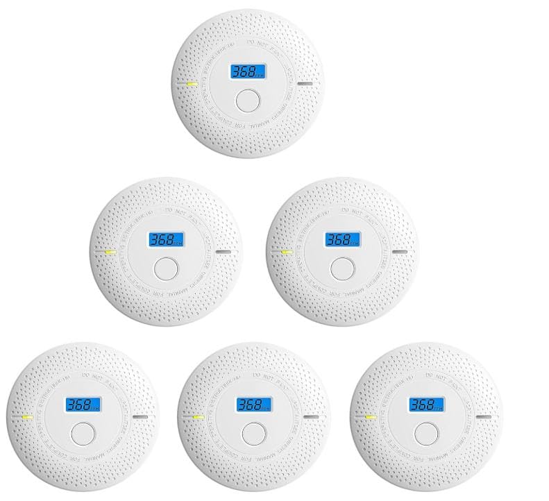 Smoke and Carbon Monoxide Detector, 2 in 1 Smoke Detector, LED Warning Light Indicators, 10 Year Battery (White), 6 Pack