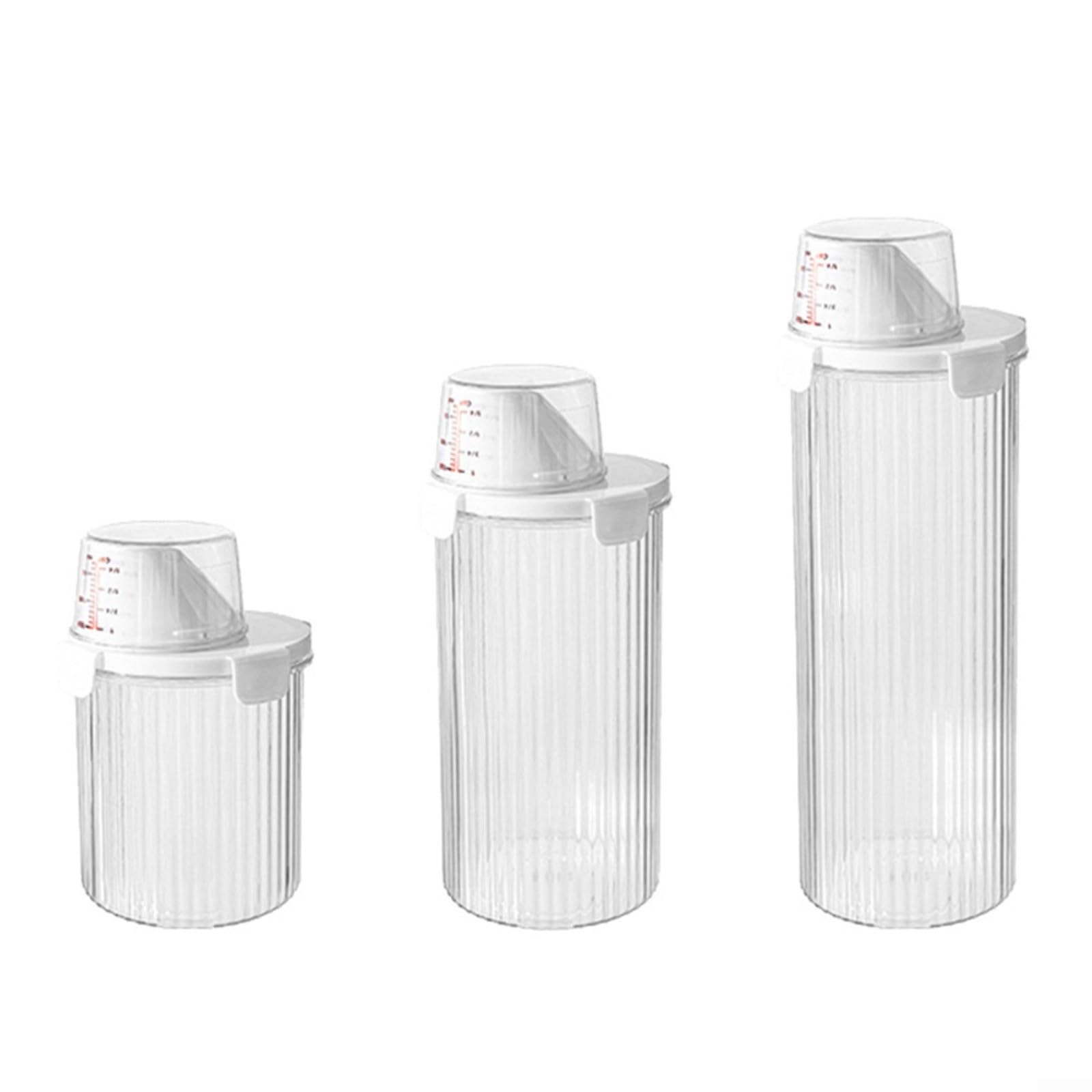 Contenitore ermetico trasparente con beccuccio e paletta per riso, cereali, farina, zucchero, noci, fagioli, cibo secco, dispensa, organizer in plastica grande (piccolo+medio+grande)
